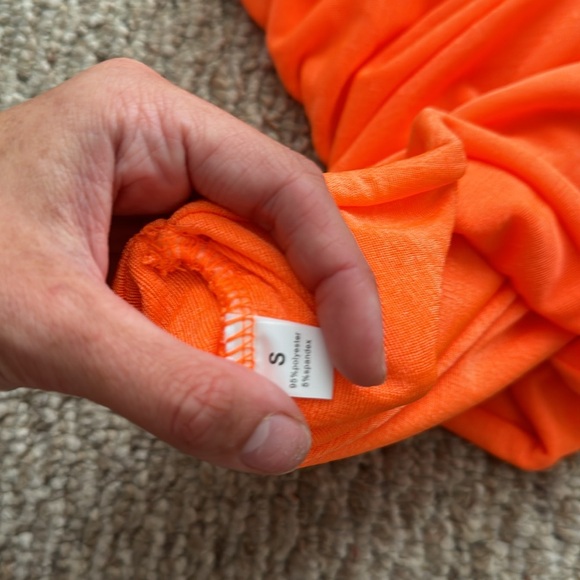 Neon Orange One Shoulder Going Out Top - Picture 3 of 3